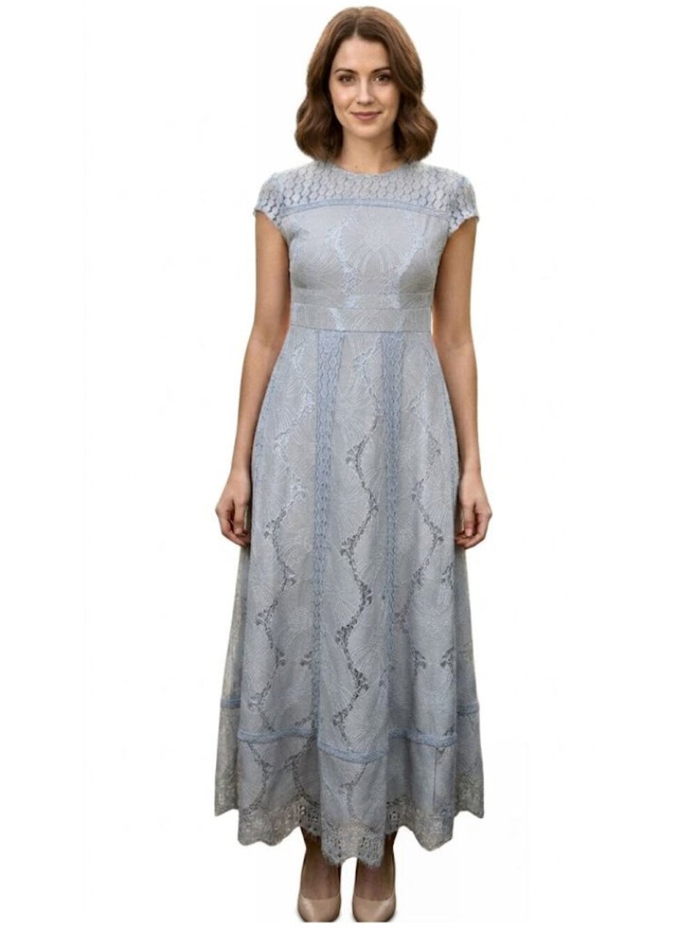 FOXIEDOX Theodora Lace Midi Dress In Bluebell, Womens Size X-Small